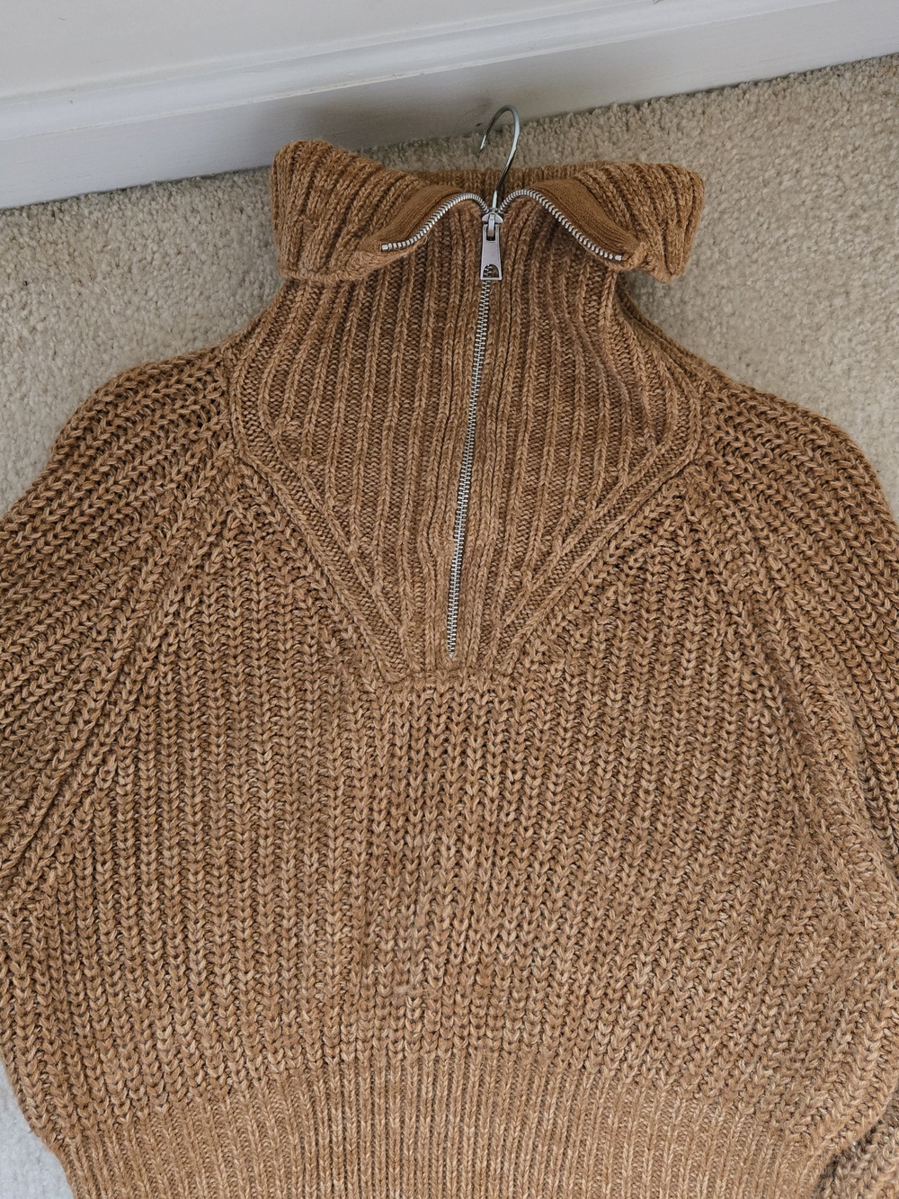 H&M Cropped Half-Zip Turtleneck Sweater - Camel Brown - Picture 4 of 6